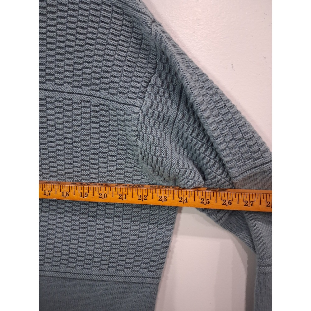The Territory Ahead Mens Blue Textured Ramie Cotton Quarter Zip Sweater Medium - Picture 5 of 6